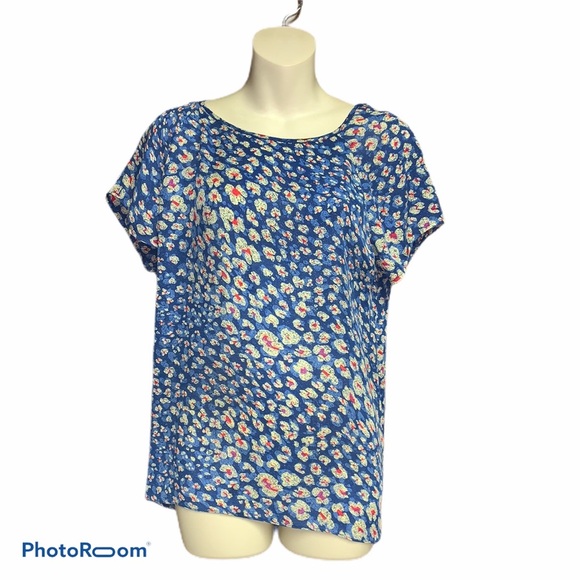 CAbi blue floral split back Small top style #299 - Picture 1 of 8